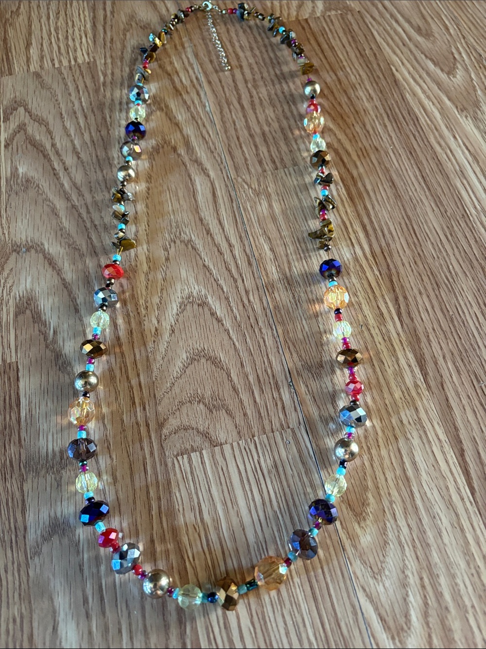 VINTAGE MULTICOLORED VIBRANT MIXED BEADED 26" - 29" NECKLACE
